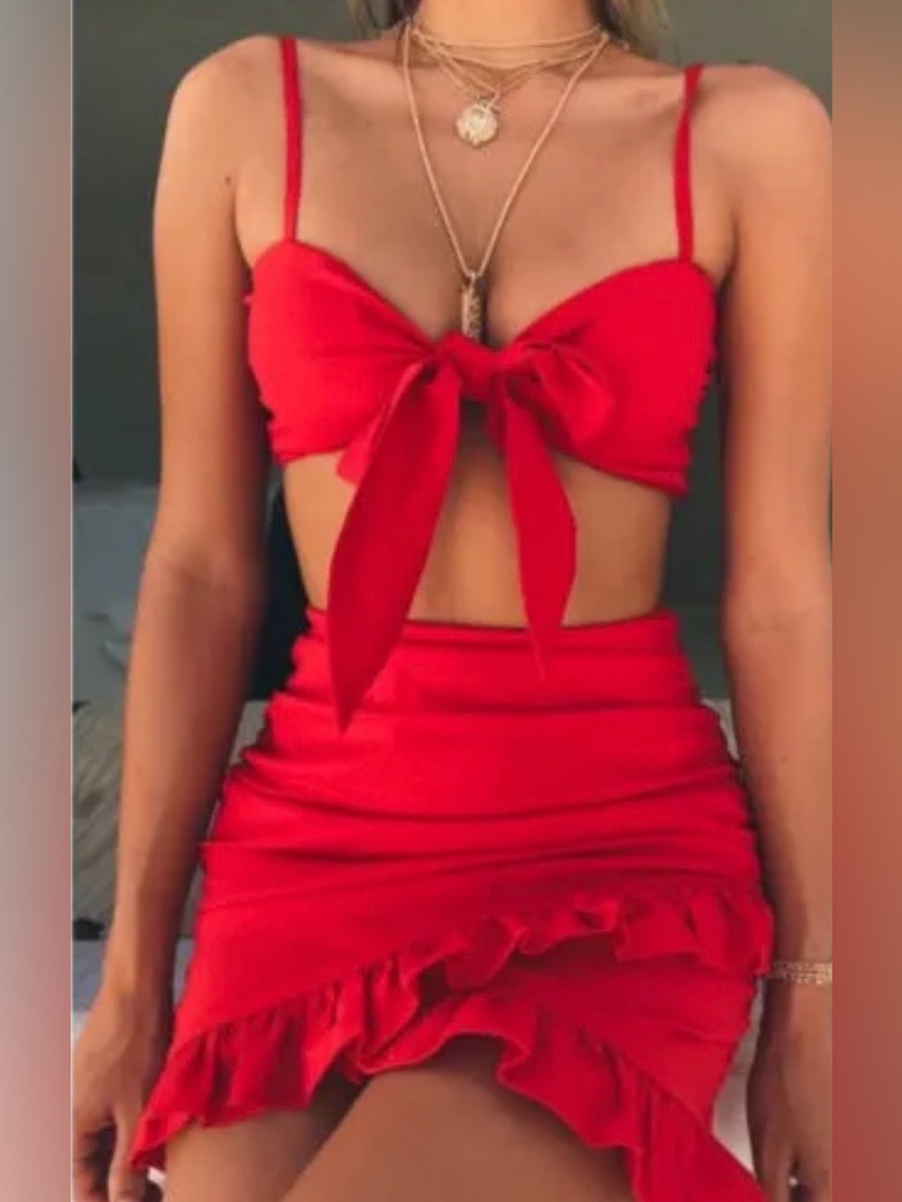 Red Ruffle Mini Skirt - Women's Stylish Summer Skirt